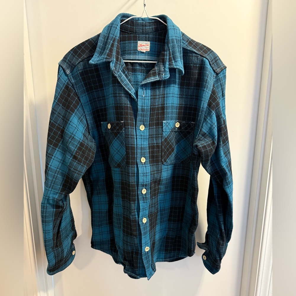 Vintage Blue Plaid Flannel Shirt - Classic Men's Button-Up